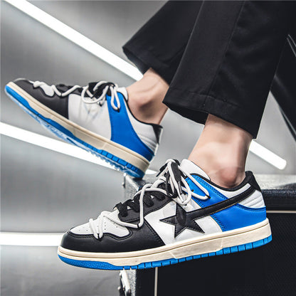 HookNshop™-Star Stride: Bold Black-Blue Low-Top Sneakers