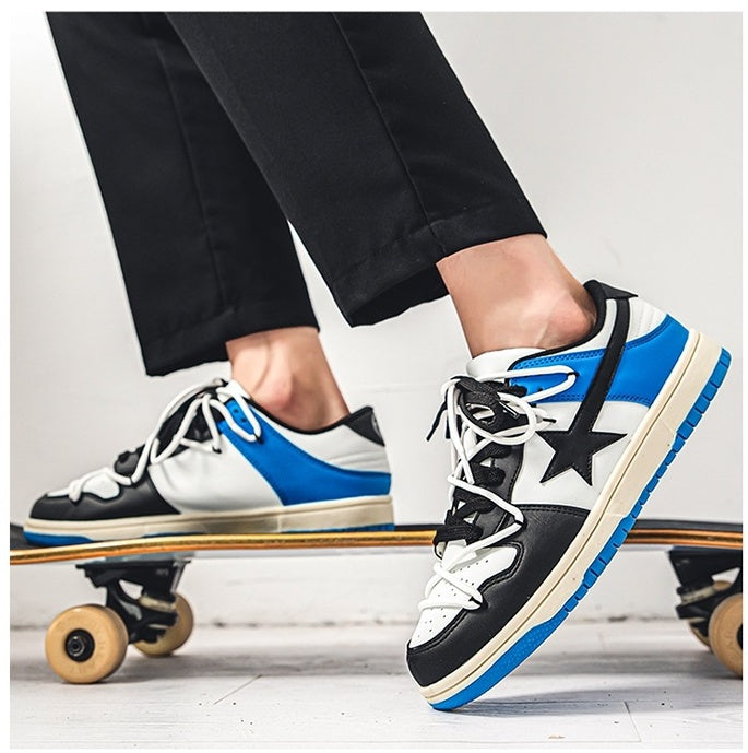 HookNshop™-Star Stride: Bold Black-Blue Low-Top Sneakers