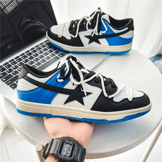 HookNshop™-Star Stride: Bold Black-Blue Low-Top Sneakers