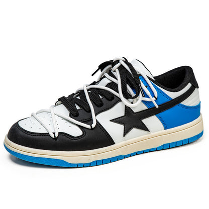 HookNshop™-Star Stride: Bold Black-Blue Low-Top Sneakers